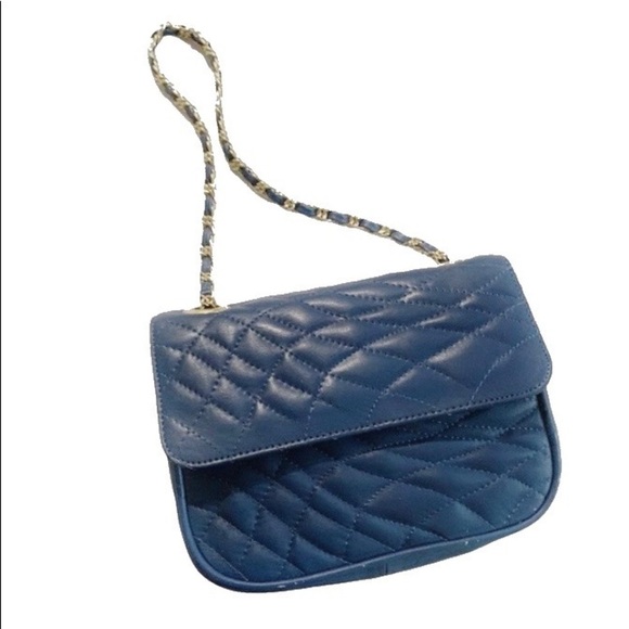 DANIELLE NICOLE BLUE LEATHER CROSSBODY PURSE MAGNETIC CLOSURE. - Picture 2 of 8